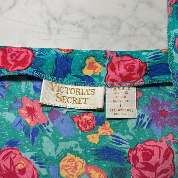 Vintage Victoria’s Secret Gold Label 100% Silk Tank Camisole Floral Size Large - Picture 3 of 4